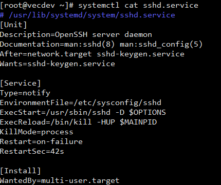 Содержимое модуля sshd.service